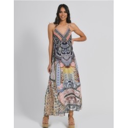 Abito Lungo stampa Animalier e Floreale .100%crepe