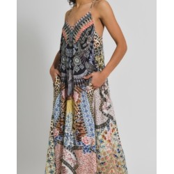 Abito Lungo stampa Animalier e Floreale .100%crepe