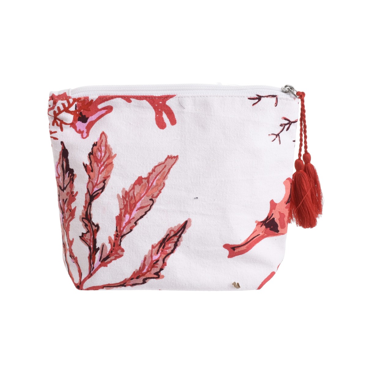 pochette Mare in Cotone 100% bianco-rosso stampa marina