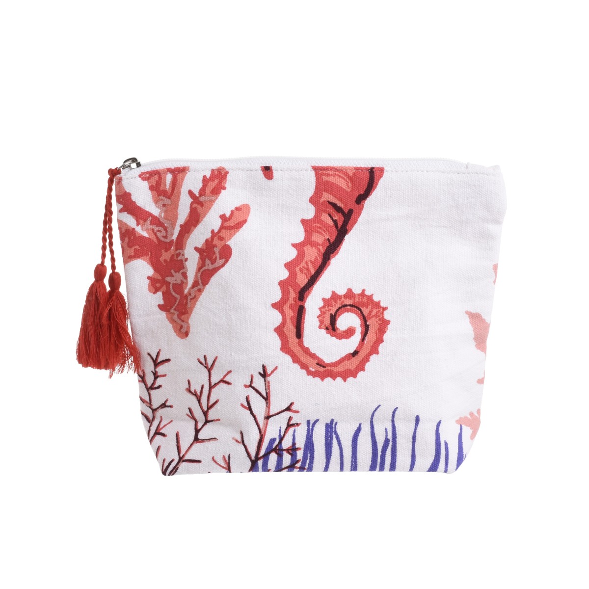 pochette Mare in Cotone 100% bianco-rosso stampa marina