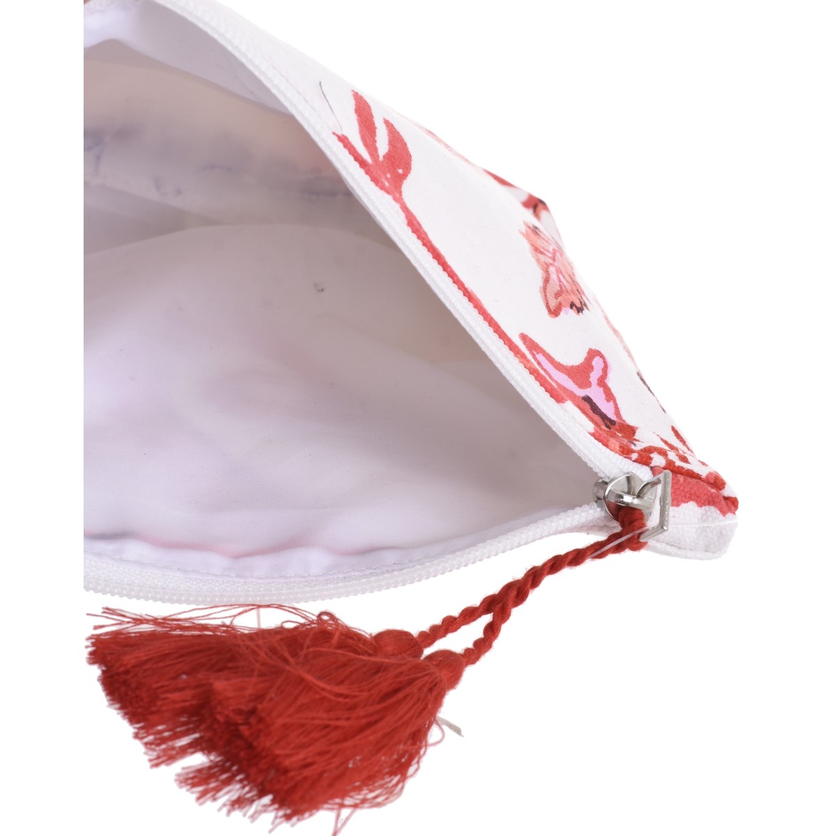 pochette Mare in Cotone 100% bianco-rosso stampa marina