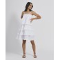 Short Dress in White Color-100%Cotton-One Size