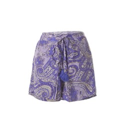 Short viola con disegni oro 100%crepe