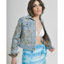 Giacca Jeans Chiaro con dettagli oro/argento