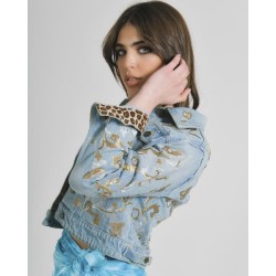 Giacca Jeans Chiaro con dettagli oro/argento