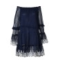 blue tulle dress with white lace wide sleeves